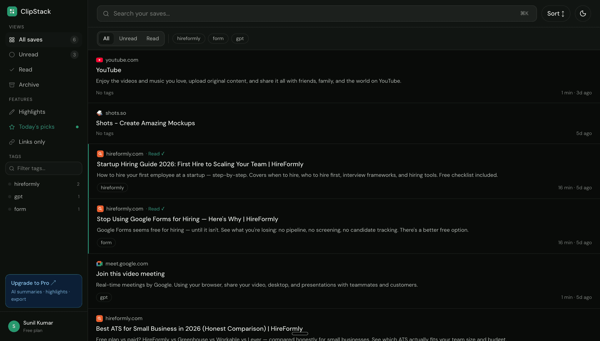 ClipStack dashboard preview
